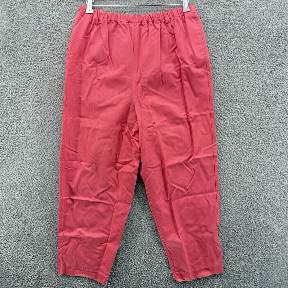 Orvis Womens 16 Textured High Waist Elastic‎ Waist Pull-On Pink Casual Pants